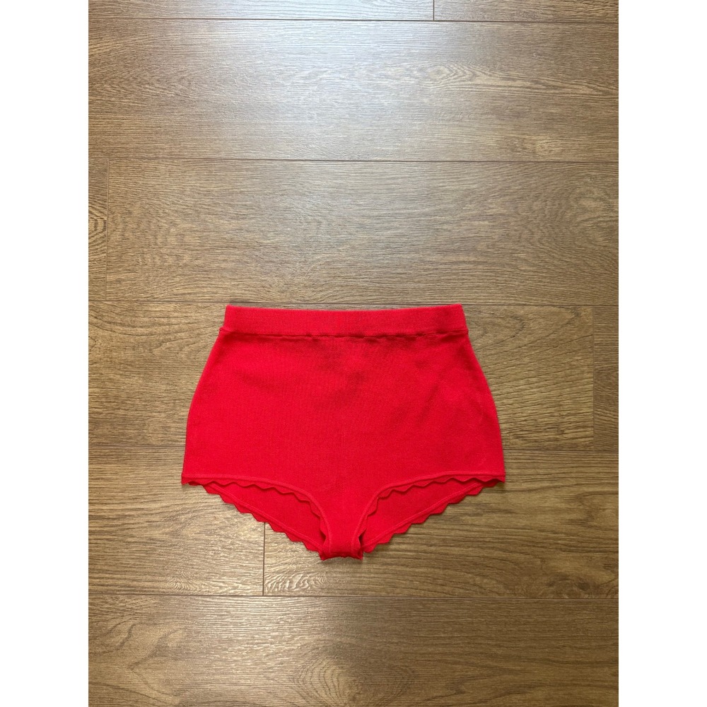 Akira Red Scalloped Hem High Waisted Knit Shorts Small